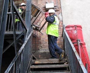 Commercial Clearance - Complex lifting procedures down the fire escape