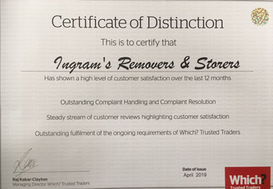 Which - Trusted Traders - Ingrmas received the Certificate of Distinction